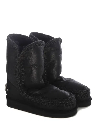 Mou Ankle Boots With Plush Sheep Leather Lining In Black