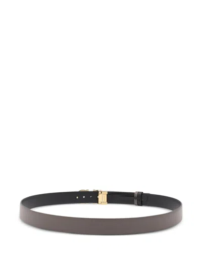 Ferragamo Adjustable Reversible Belt Gold-tone Buckle In Gray