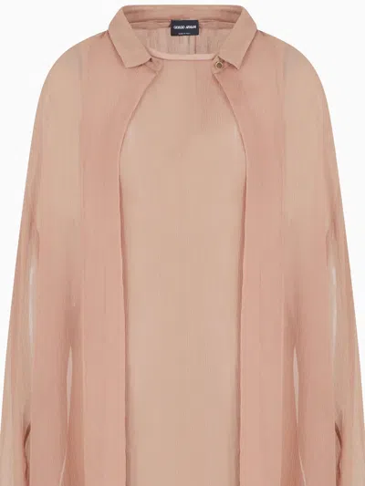 Giorgio Armani Silk Crepe Oversized Shirt In Pink