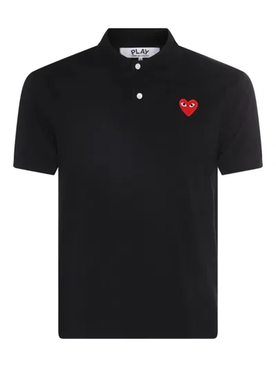 Comme Des Garçons Play Heart Polo Knit Short Sleeves In Black