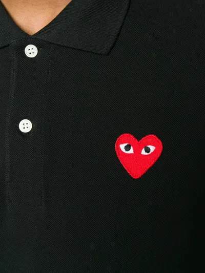 Comme Des Garçons Play Heart Polo Knit Short Sleeves In Black