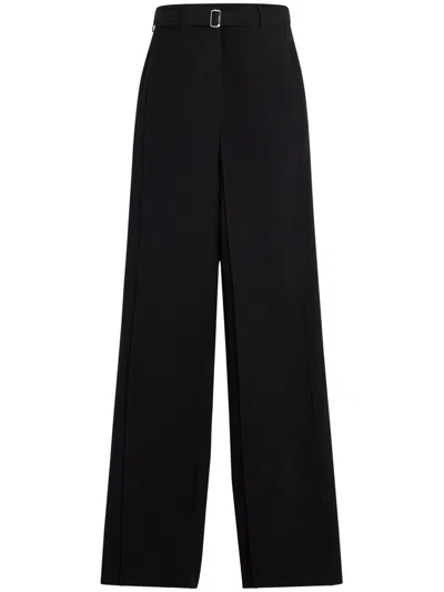 Lanvin Black Wool Trousers With Belt In Black