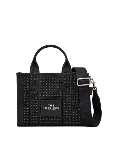 Marc Jacobs The Small Crystal Canvas Tote Bag In Black