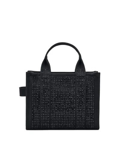 Marc Jacobs The Small Crystal Canvas Tote Bag In Black