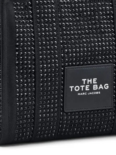 Marc Jacobs The Small Crystal Canvas Tote Bag In Black