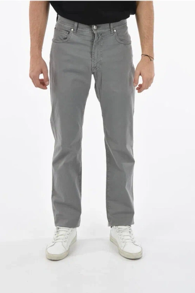 Corneliani Id Stretch Cotton 5 Pockets Pants In Gray