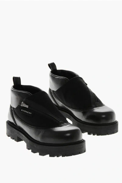 Givenchy Leather Workboot Slip On Sneakers With Chunky Sole In Black