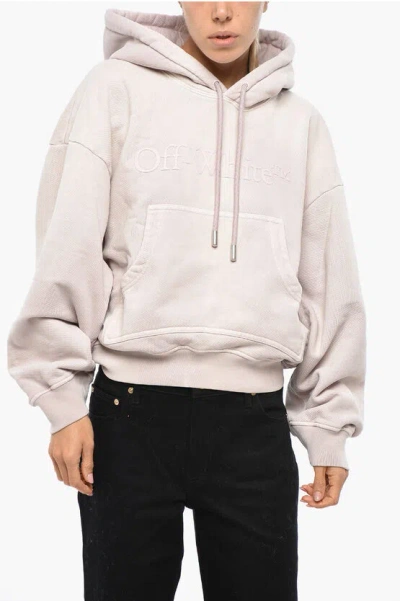 Off-white Brushed Cotton Laundry Hoodie In Neutral