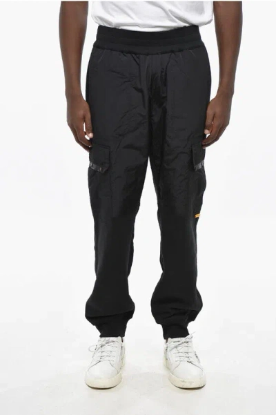 Parajumpers Cotton And Nylon Cargo Joggers With Elastic Waistband In Black