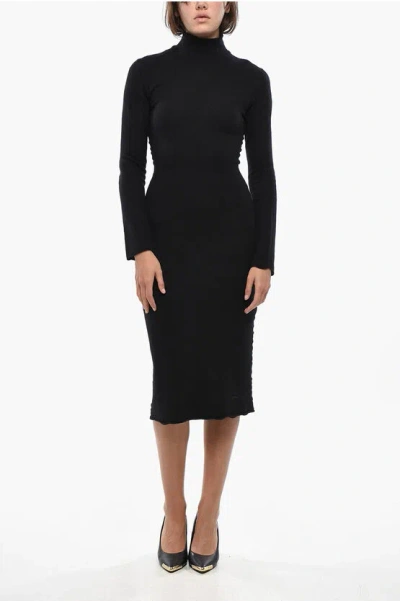 Bottega Veneta High-necked And Long-sleeved Dress In Black