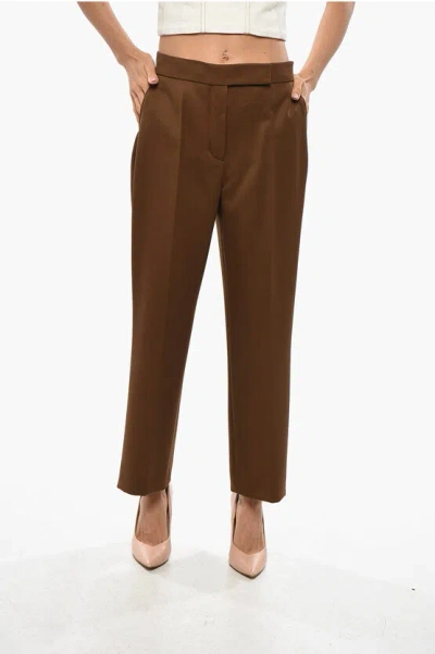 Tory Burch Twill Wool Chinos Pants In Brown