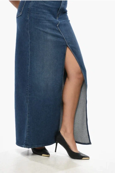 Mother Denim The Bombshell Maxi Skirt With Frontal Split In Blue