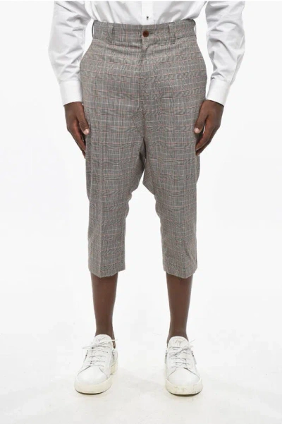 Junya Watanabe By Comme De Garcons Man Prince Of Wales Motif Wool Pants In Gray