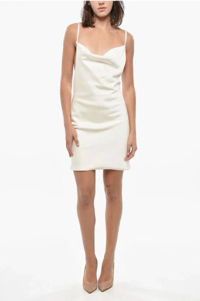 Rotate Birger Christensen Satin Slip Dress With Criss Cross Strap In White