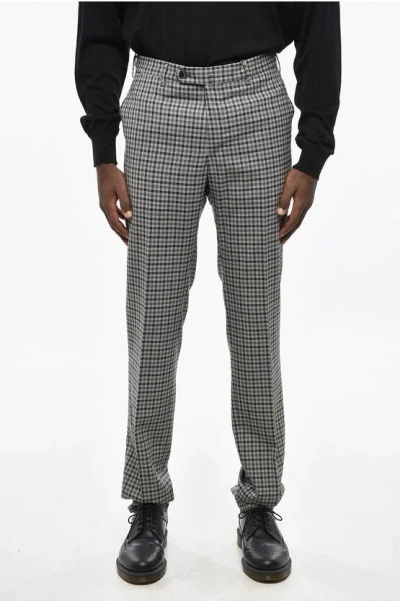 Pt01 Checked Virgin Wool Super Slim Fit Pants In Multi