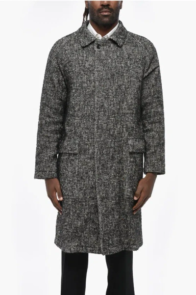 Tagliatore Half-lined Melange Fabric Coat With Flap Pockets In Gray