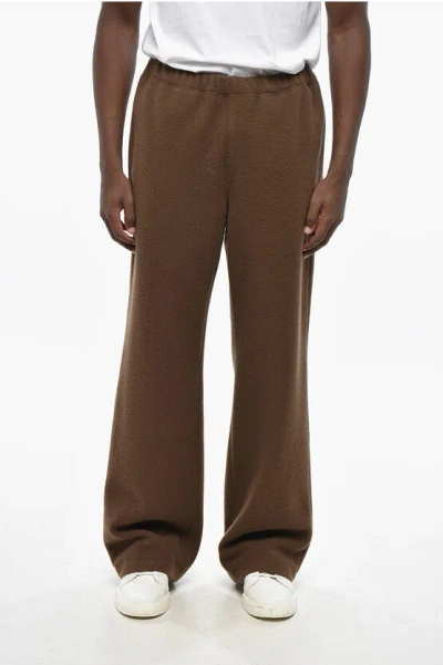 Rier Straight Leg Virgin Wool Pants With Elastic Waistband In Brown