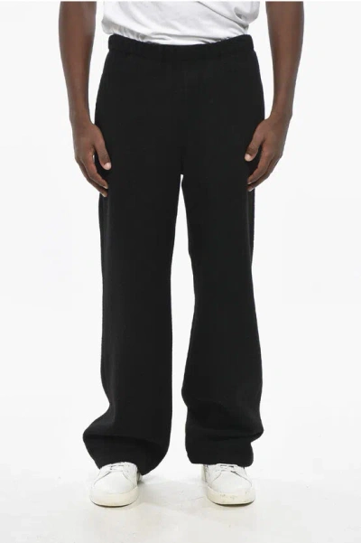 Rier Straight Leg Virgin Wool Pants With Elastic Waistband In Black