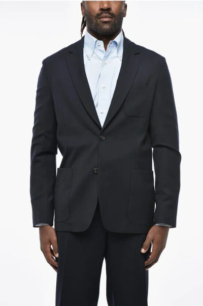 Paul Smith Wool Side Vents Notch Lapel 2-button Blazer In Black