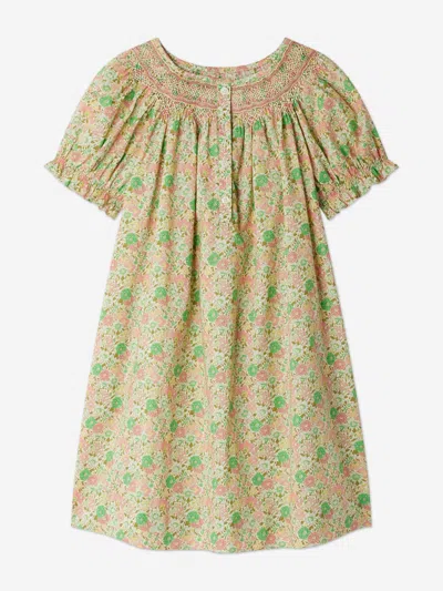 Bonpoint Girls Floral Smocked Jarah Dress In Green