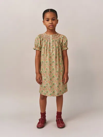 Bonpoint Girls Floral Smocked Jarah Dress In Green