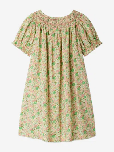 Bonpoint Girls Floral Smocked Jarah Dress In Green