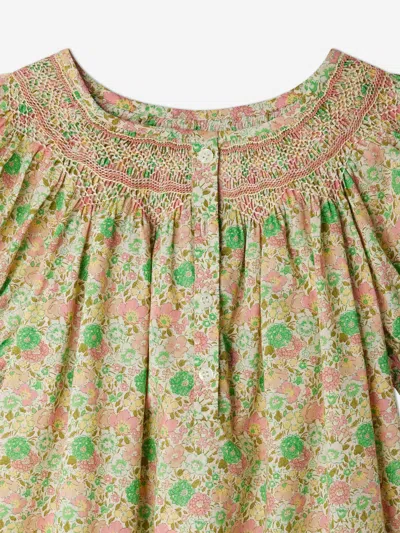 Bonpoint Girls Floral Smocked Jarah Dress In Green