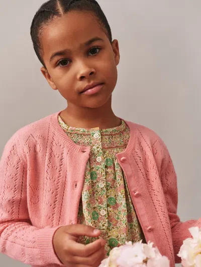 Bonpoint Girls Josiane Cardigan In Pink