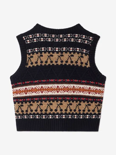 Bonpoint Girls Janou Wool Knit Vest In Multi