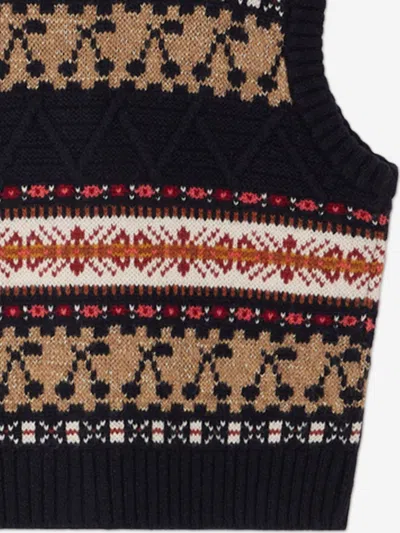Bonpoint Girls Janou Wool Knit Vest In Multi