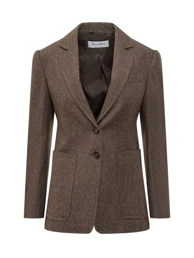 Max Mara Brown Single-breasted Jacket In Wool Tweed In Brown