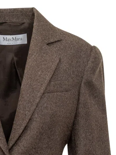 Max Mara Brown Single-breasted Jacket In Wool Tweed In Brown