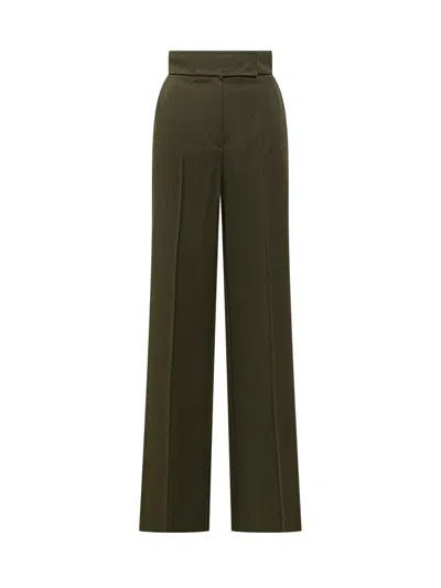 Max Mara Wide Leg High Waist Trousers Arturo In Green