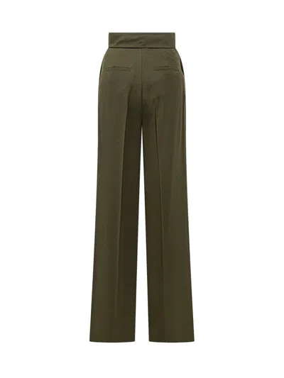 Max Mara Wide Leg High Waist Trousers Arturo In Green