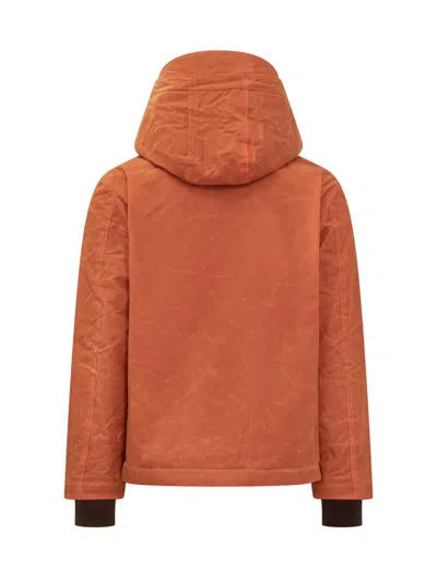 Manifattura Ceccarelli Orange Jacket With Hood In Orange