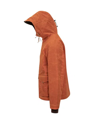 Manifattura Ceccarelli Orange Jacket With Hood In Orange