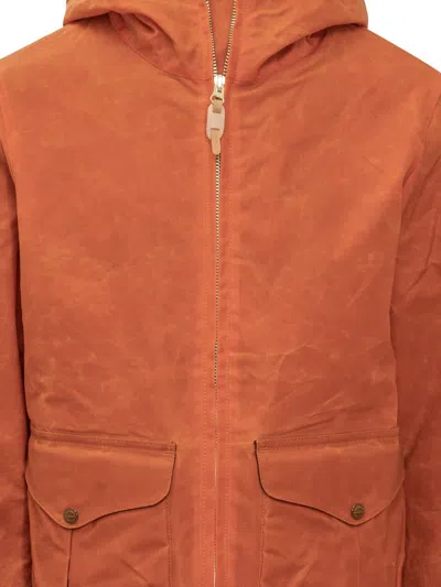 Manifattura Ceccarelli Orange Jacket With Hood In Orange