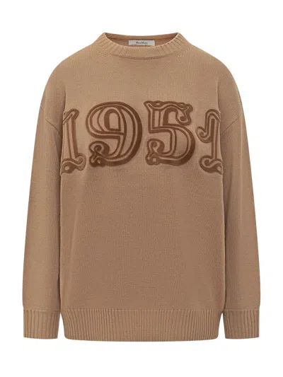 Max Mara 1951 Sweater In Camel Wool In Brown
