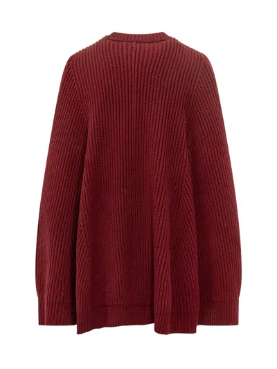 Max Mara Bordeaux Wool Sweater With Front Pocket In Red