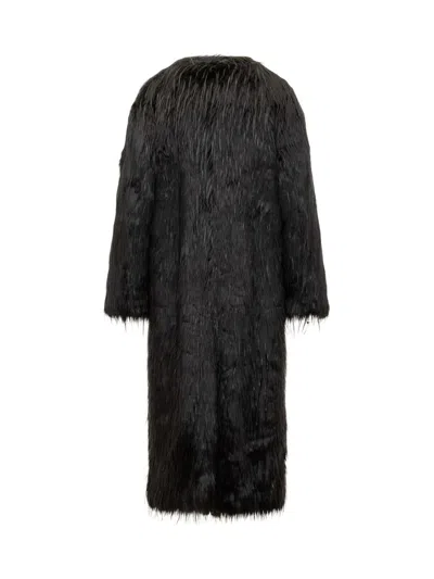 Stand Studio Carolina Faux Fur Long Coat In Black