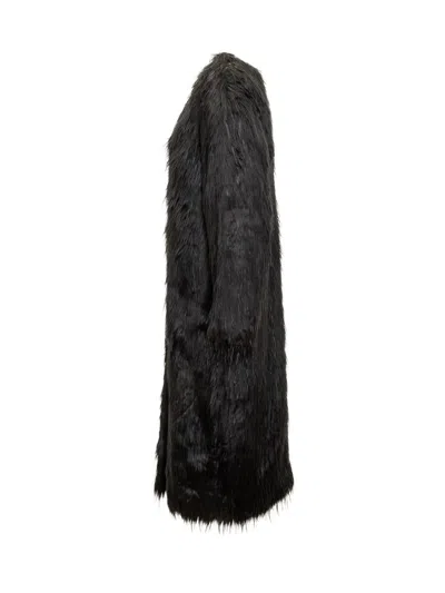 Stand Studio Carolina Faux Fur Long Coat In Black