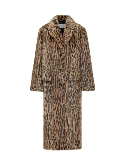 Stand Studio Marcelline Faux Fur Long Coat In Brown