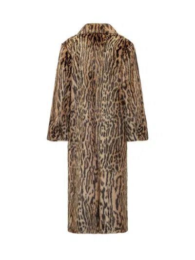 Stand Studio Marcelline Faux Fur Long Coat In Brown