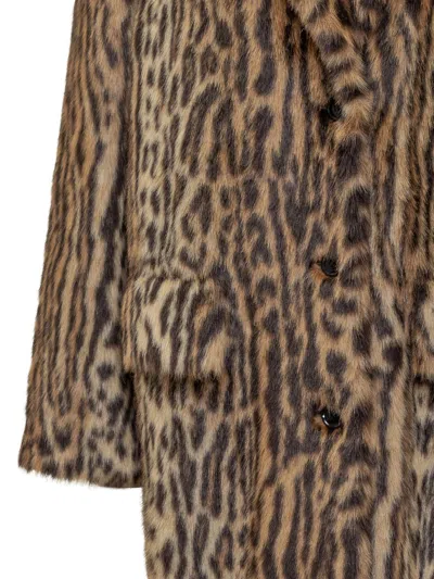 Stand Studio Marcelline Faux Fur Long Coat In Brown