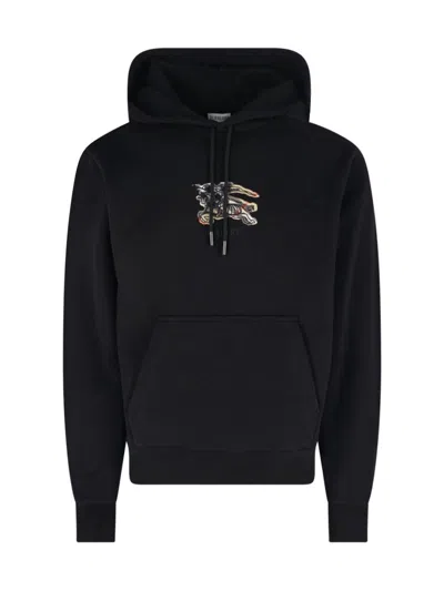 Burberry Simon Hoodie With Front Pocket And Hood In Black