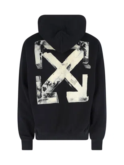 Off-white Black Skate Cloudy Arrow Hoodie In Animal Print