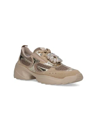 Roger Vivier Chunky Sole Sneakers Featuring Metallic Accents In Brown