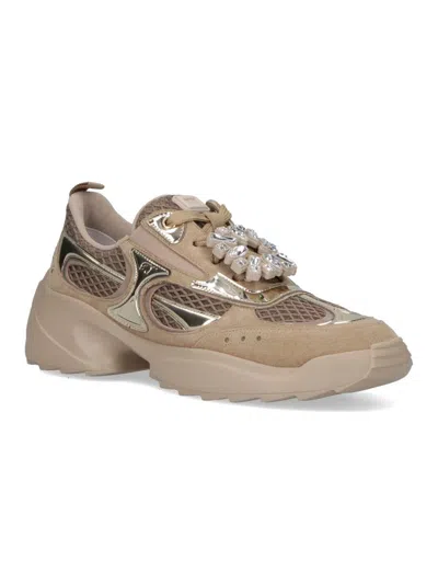 Roger Vivier Chunky Sole Sneakers Featuring Metallic Accents In Brown