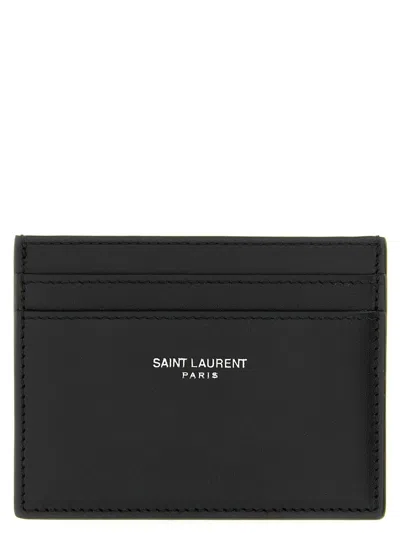 Saint Laurent Black Embossed Logo Card Holder In Black