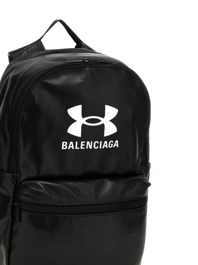 Balenciaga Smooth Lambskin Backpack With Front Logo In Black